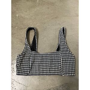 Sister Swim Gingham Bikini Top | Black and White in Medium